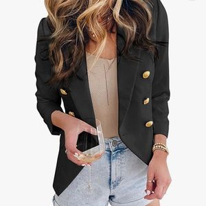 Asvivid Womens Casual Pocketed Office Blazers Jacket Work Suit